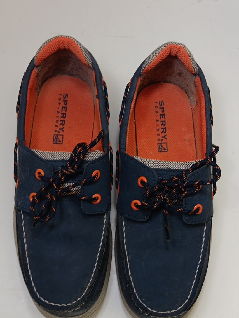 Sperry Navy and Orange Two-Tone Boat Shoes